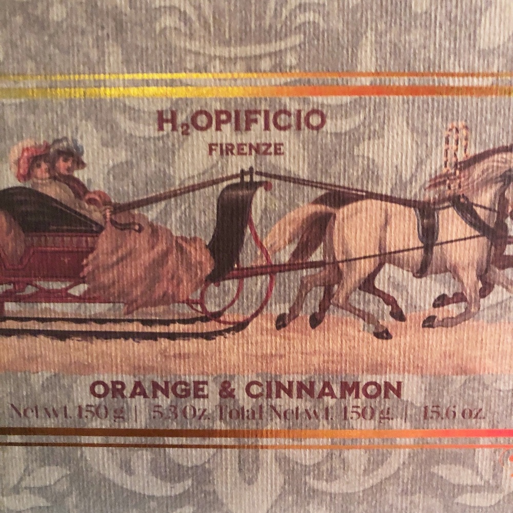NEW H2OPIFICIO Firenze Italian Orange & Cinnamon Luxury Boxed Soap Set (3 Bars)